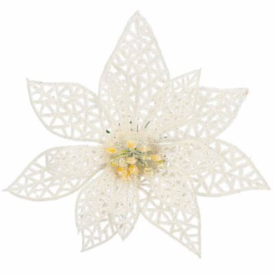Vianočná hviezda s klipom 11x11 cm biela