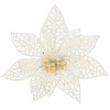 Umelá vianočná hviezda s klipom dokonale doplní vianočnú výzdobu. Detailne prelamovaný kvet s trblietkami a umelým snehom vytvára jedinečný efekt námrazy. Vďaka spodnému klipu sa ľahko pripevňuje. Veľkosť 11x11 cm, biela farba.