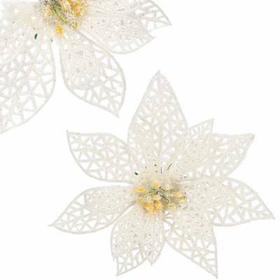 Vianočná hviezda s klipom 11x11 cm biela