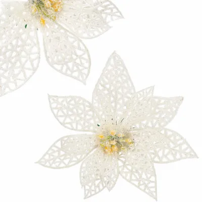 Vianočná hviezda s klipom 11x11 cm biela