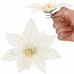 Vianočná hviezda s klipom 11x11 cm biela