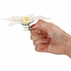 Vianočná hviezda s klipom 11x11 cm biela