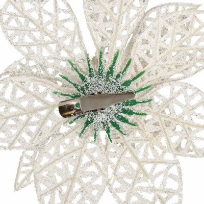 Vianočná hviezda s klipom 11x11 cm biela