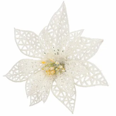 Vianočná hviezda s klipom 11x11 cm biela