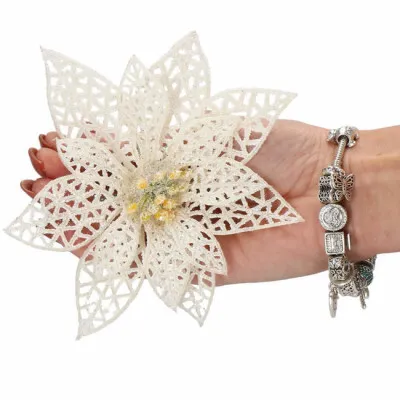 Vianočná hviezda s klipom 11x11 cm biela