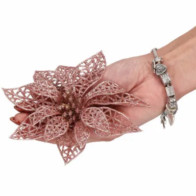 Vianočná hviezda s klipom 9x9 cm ružová