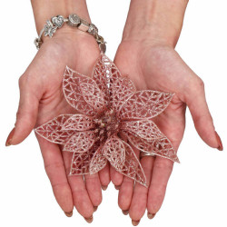 Vianočná hviezda s klipom 9x9 cm ružová