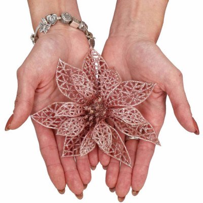 Vianočná hviezda s klipom 9x9 cm ružová