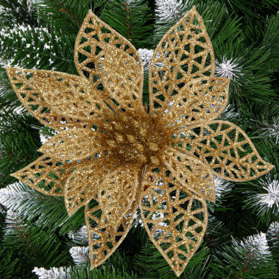 Vianočná hviezda s klipom 9x9 cm zlatá