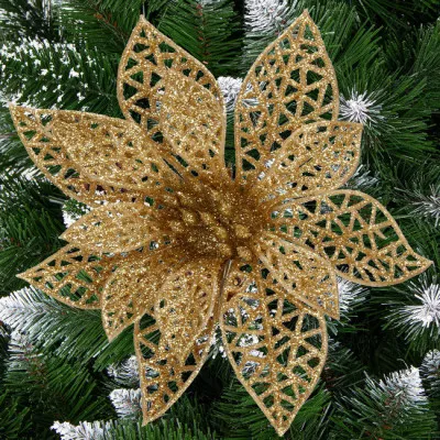 Vianočná hviezda s klipom 9x9 cm zlatá