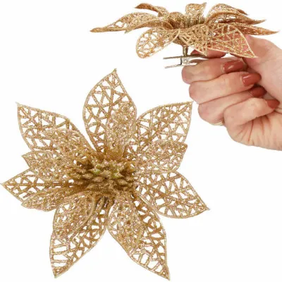 Vianočná hviezda s klipom 9x9 cm zlatá