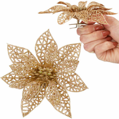 Vianočná hviezda s klipom 9x9 cm zlatá