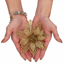 Vianočná hviezda s klipom 9x9 cm zlatá