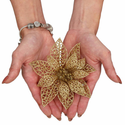 Vianočná hviezda s klipom 9x9 cm zlatá