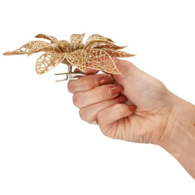 Vianočná hviezda s klipom 9x9 cm zlatá