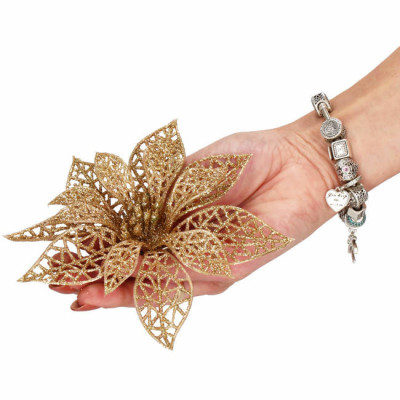 Vianočná hviezda s klipom 9x9 cm zlatá