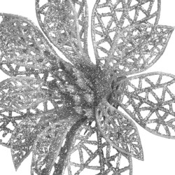 Vianočná hviezda s klipom 10x10 cm strieborná