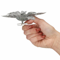 Vianočná hviezda s klipom 10x10 cm strieborná