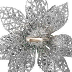 Vianočná hviezda s klipom 10x10 cm strieborná