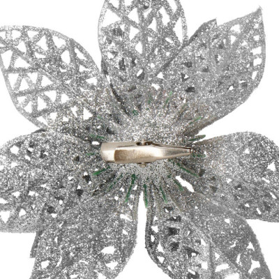 Vianočná hviezda s klipom 10x10 cm strieborná