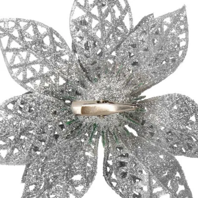 Vianočná hviezda s klipom 10x10 cm strieborná