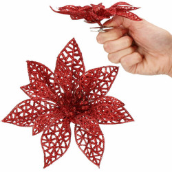 Vianočná hviezda s klipom 9x9 cm červená