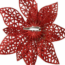Vianočná hviezda s klipom 9x9 cm červená
