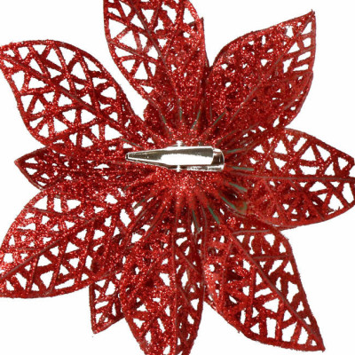 Vianočná hviezda s klipom 9x9 cm červená