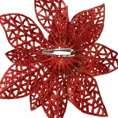 Vianočná hviezda s klipom 9x9 cm červená