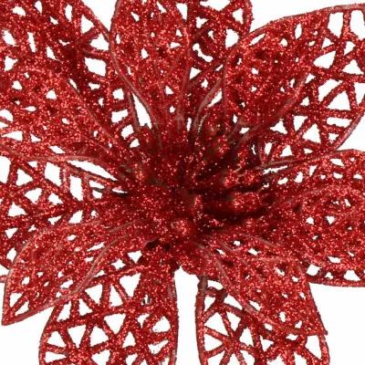 Vianočná hviezda s klipom 9x9 cm červená