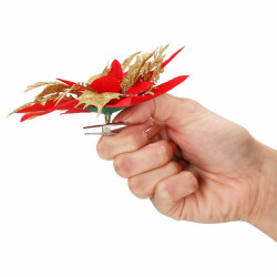 Vianočná hviezda s klipom 13x13 cm zlato-červená