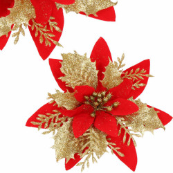 Vianočná hviezda s klipom 13x13 cm zlato-červená