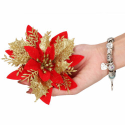 Vianočná hviezda s klipom 13x13 cm zlato-červená