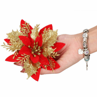 Vianočná hviezda s klipom 13x13 cm zlato-červená