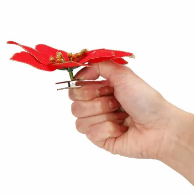 Vianočná hviezda s klipom 13x13 cm červená