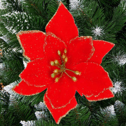 Vianočná hviezda s klipom 13x13 cm červená