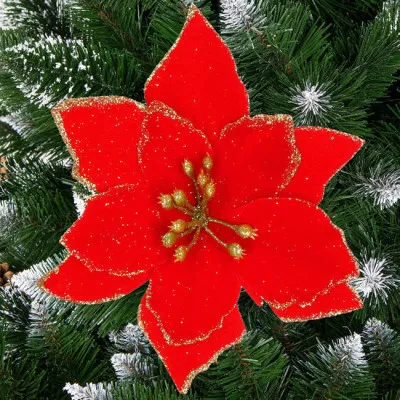 Vianočná hviezda s klipom 13x13 cm červená