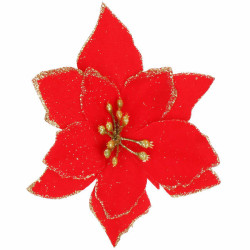 Vianočná hviezda s klipom 13x13 cm červená