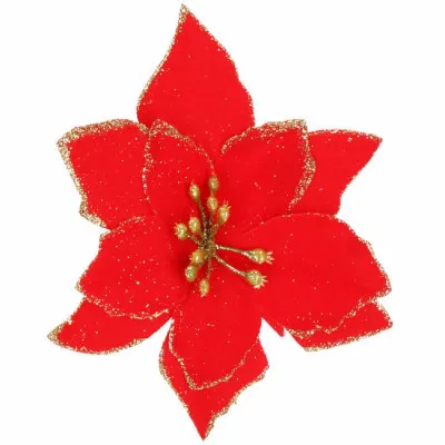 Vianočná hviezda s klipom 13x13 cm červená