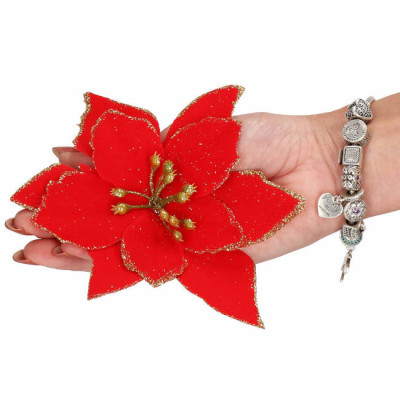 Vianočná hviezda s klipom 13x13 cm červená