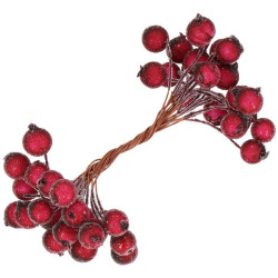 Vianočné jarabiny zmrznuté tmavo červené sada 40ks