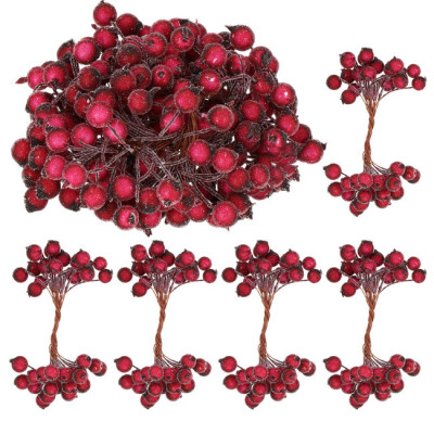 Vianočné jarabiny zmrznuté tmavo červené sada 200ks