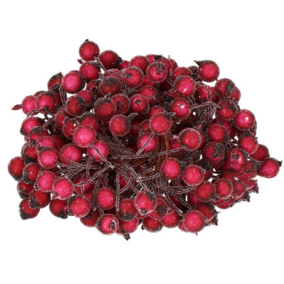 Vianočné jarabiny zmrznuté tmavo červené sada 200ks