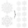 Vianočné ozdoby - Snehové vločky s trblietkami 10cm, biele, sada 12ks