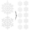 Vianočné ozdoby - Snehové vločky s trblietkami 10cm, biele, sada 12ks