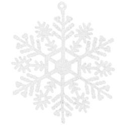 Vianočné ozdoby - Snehové vločky s trblietkami 10cm, biele, sada 12ks