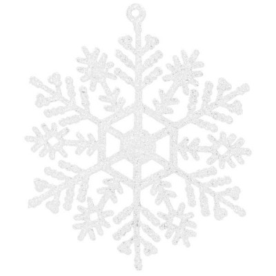 Vianočné ozdoby - Snehové vločky s trblietkami 10cm, biele, sada 12ks