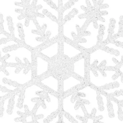 Vianočné ozdoby - Snehové vločky s trblietkami 10cm, biele, sada 12ks