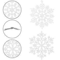 Vianočné ozdoby - Snehové vločky s trblietkami 10cm, biele, sada 12ks