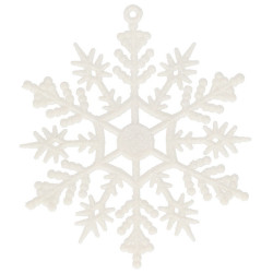 Vianočné ozdoby - Snehové vločky s trblietkami 10cm, biele, sada 3ks